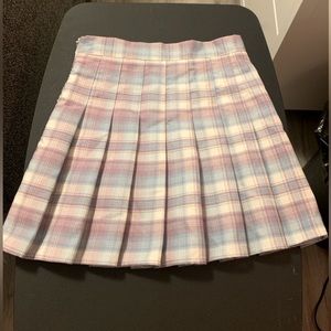 SHIEN Pastel Tartan Pattern High-Waisted Mini Skirt